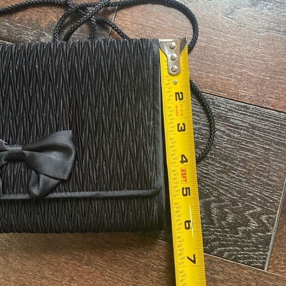 Carla Marchi clutch evening bag black bow prom wedding satin - Picture 9 of 9